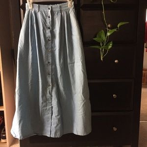 Light Blue Vintage Style High Waisted Skirt